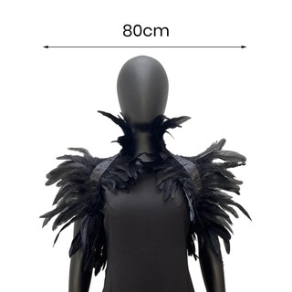 [TS] Khăn choàng lông vũ Khăn choàng vai quấn mũi mềm mại có thể điều chỉnh cổ điển Gothic cổ điển Cosplay Đảng Hiệu suất sân khấu Cơ thể Cổ áo giả Trang phục vũ công