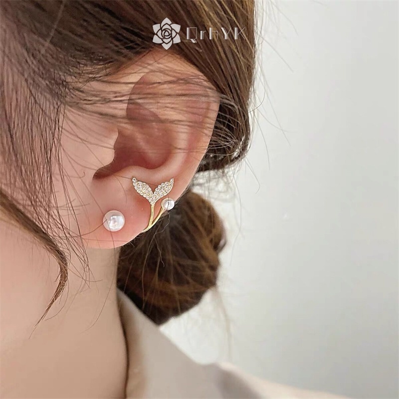 1 Đôi Bông Tai Đính Đá Ngọc Trai Nhân Tạo Phong Cách vintage Thời Trang Mới