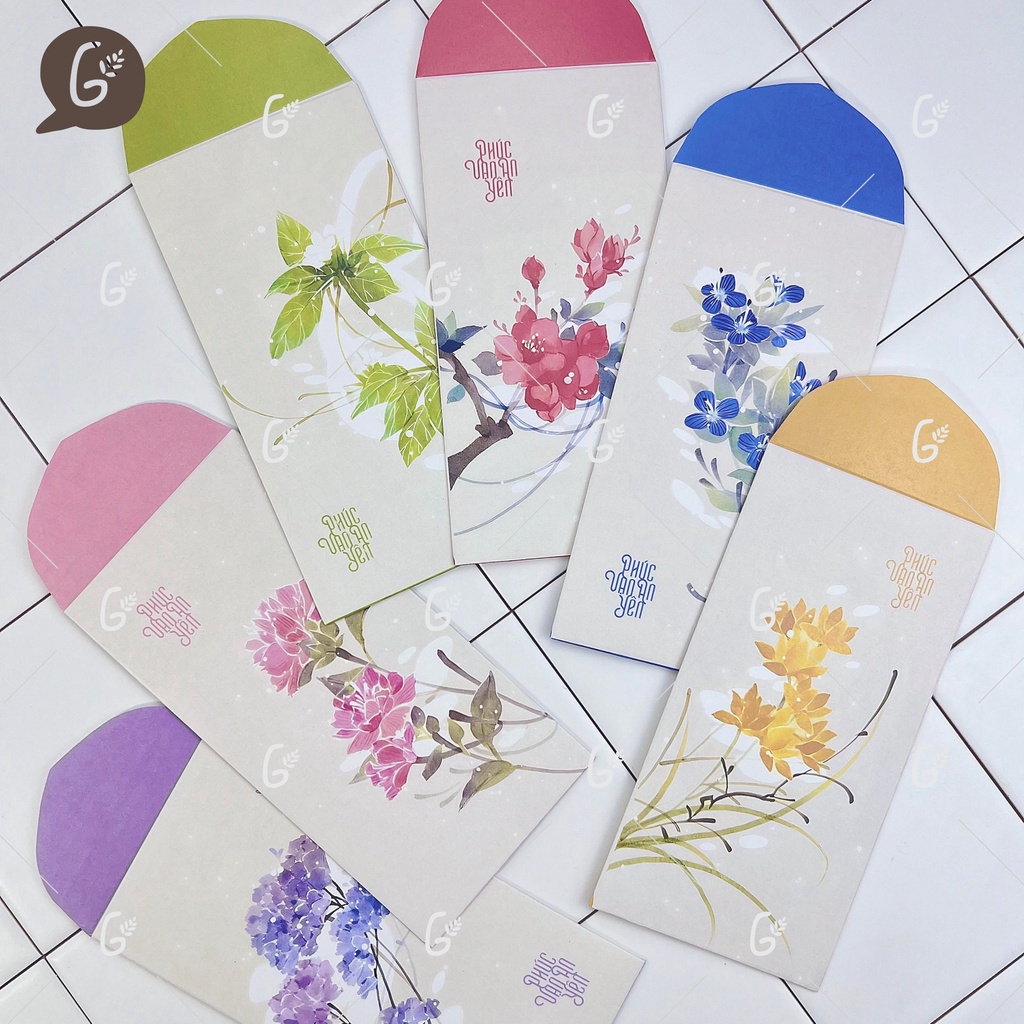 Bao lì xì tết 2025 cao cấp của Gác Xép với hoa văn họa tiết vintage kraft nhật  - Mã GX029