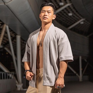 [plus Size] Áo Thun Thể Thao Nam Tay Lửng Dáng Rộng 150kg
