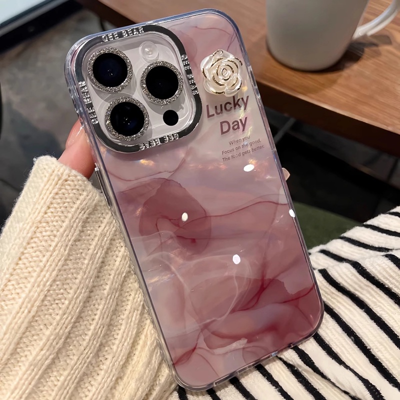 Ốp Điện Thoại Camellia Lập Thể Tương Thích Cho iPhone 17 Pro Max 17 Air 16 15 14 13 12 11 Pro Max Bảo Vệ Toàn Diện Vỏ Bảo Vệ Chống Sốc Họa Tiết Vỏ Acrylic