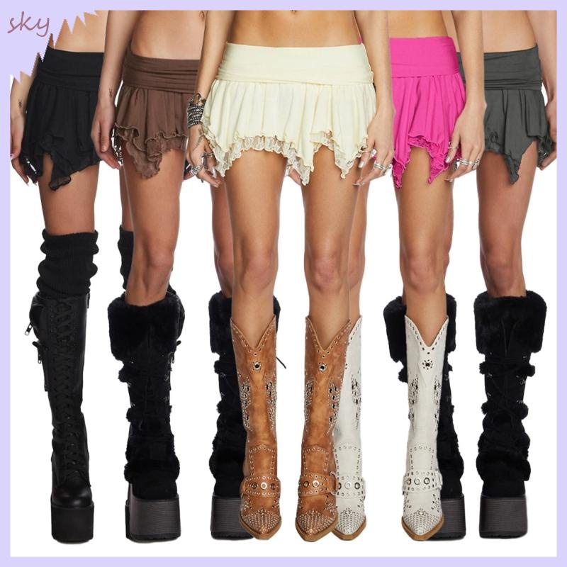 Chân Váy Mini Lưng Thấp Viền Ren Phong Cách Punk Thời Trang Quyến Rũ Cho Nữ Y2k
