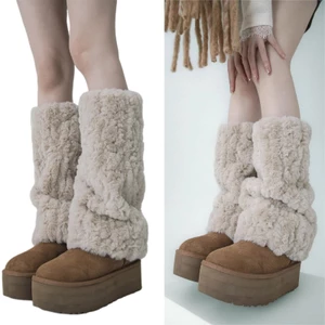 XGB Nữ Lông Thú Giả Chân Ấm Lông Fuzzy Chân Ấm Áp Mềm Boot Còng Bao