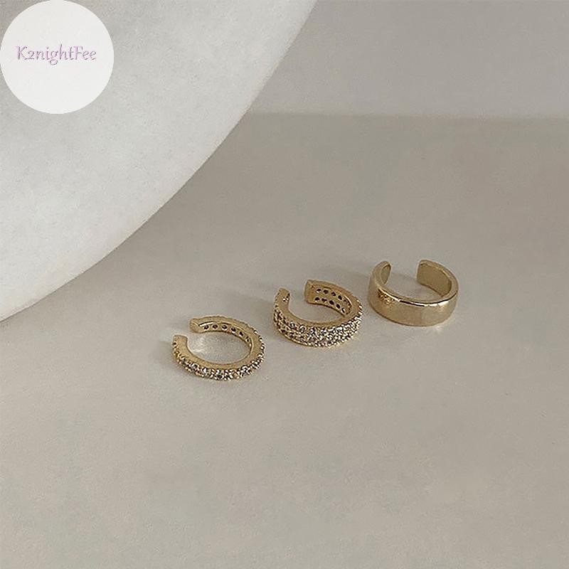 K2nightfee 3 Cái / bộ Thời Trang Hình Chữ C Zircon Vòng Tai Không Xuyên Kẹp Tai Cho Nữ Tính Khí Tối Giản Bông Tai Dự Tiệc Trang Sức Quà Tặng VN