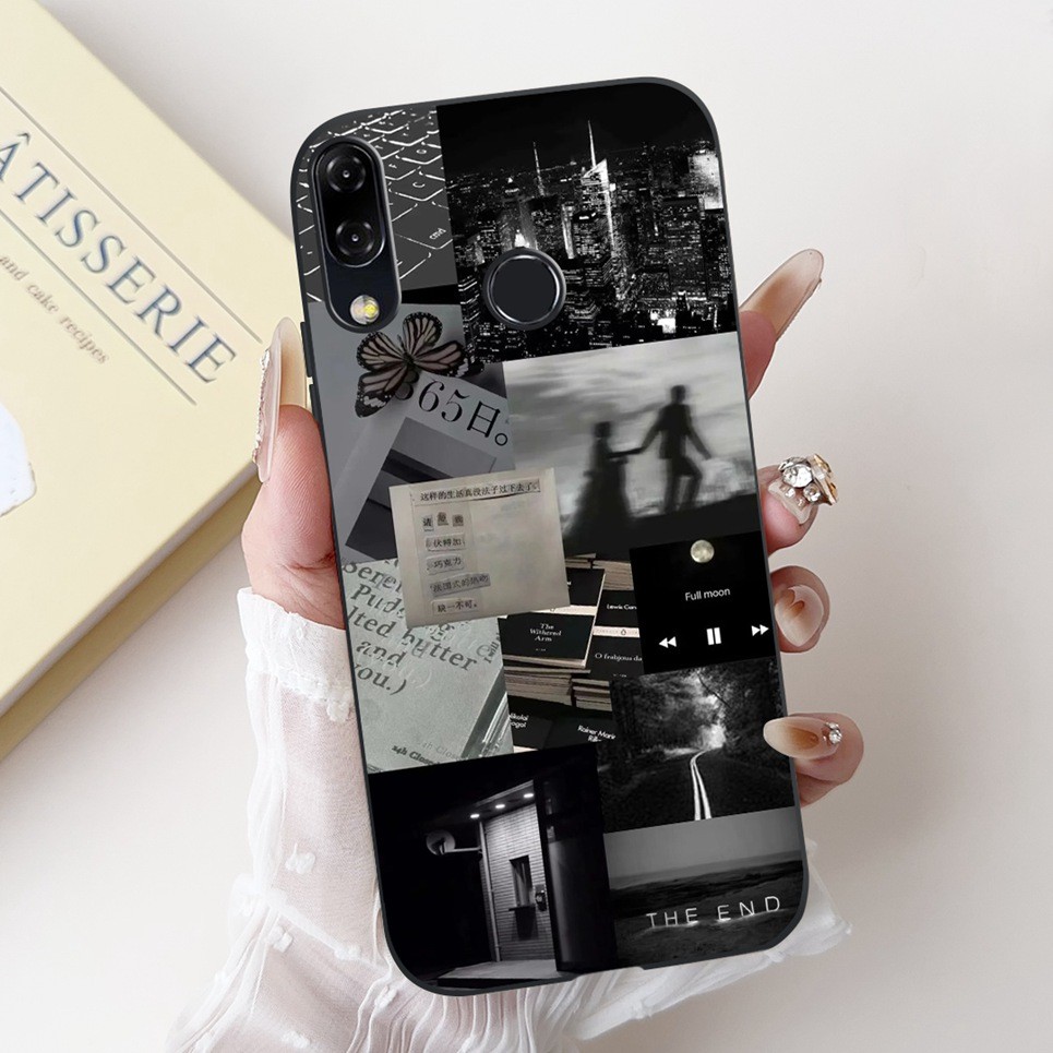 Ốp Điện Thoại Màu Đen Nghệ Thuật Cho Asus Zenfone 5 ZE620KL ZF620KL Ốp Lưng Asus Zenfone 5Z ZS620KL Silicon Mềm Mặt Trăng Ban Đêm