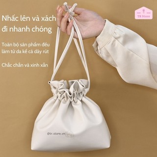 Túi Mỹ Phẩm Dạng Rút Rose Da PU Cao Cấp Du Lịch Leather Pouch