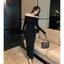 Đầm váy nữ thu đông dáng dài thiết kế trễ vai ôm body tôn dáng phong cách sexy quyến rũ XIMIMI SP238