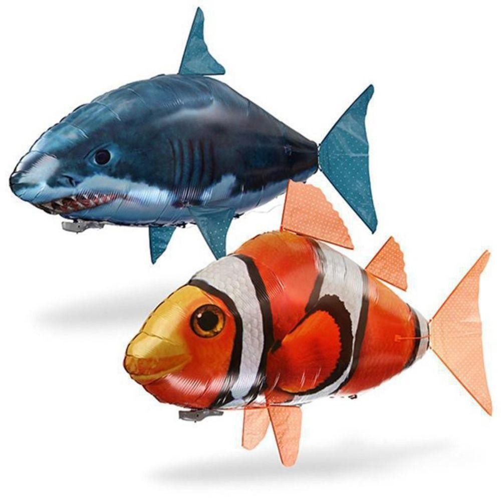 DELMER Air Flying Fish, Cá Mập Bay Qua Phòng Điều Khiển Từ Xa Cá Mập, Trang Trí Tiệc Mô Phỏng Bơi Không Khí RC Động Vật Bay Bóng Chú Hề Cá Trẻ Em Trẻ Em