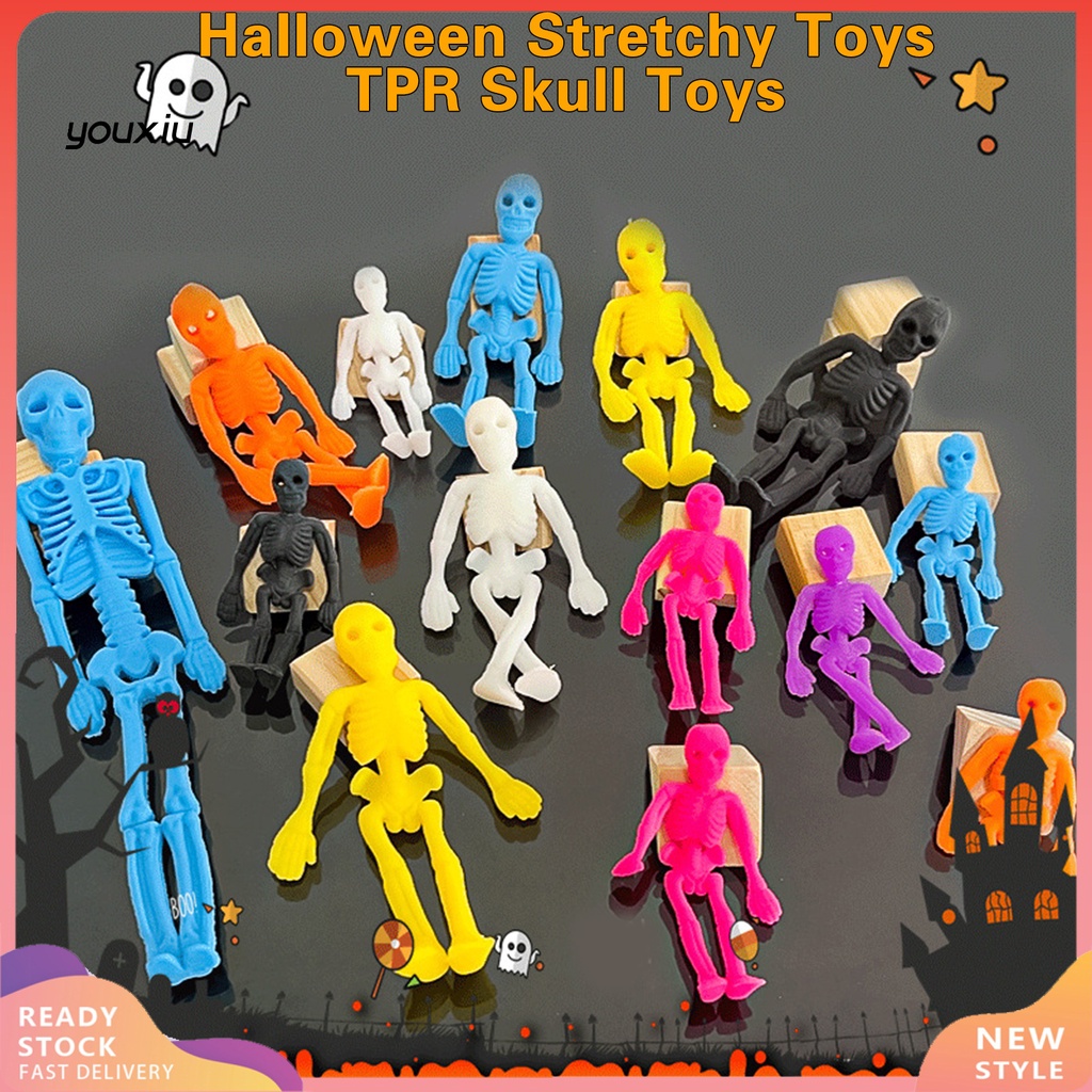 4 Đồ Chơi Bộ Xương Màu Sắc Tươi Sáng Nhẹ Không Mùi Thân Thiện Với Môi Trường Halloween Co Giãn Giải Nén Đồ Chơi Cho Trẻ Em