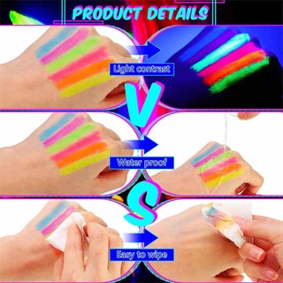 Excellent 6 Pack Glow in the Dark Face Body Paint Glow Sticks Markers Makeup Face Painting Kits, For Halloween and Parties