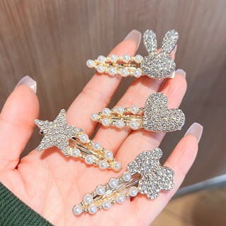 Mới Kẹp Tóc Mỏ Vịt Đính Đá Ngọc Trai Đơn Giản Phong Cách Hàn Quốc