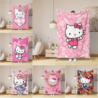 Hello Kitty Chăn flannel in hoạt hình Sanrio, quà tặng gia đình & bạn bè, in một mặt, dùng điều hòa, văn phòng