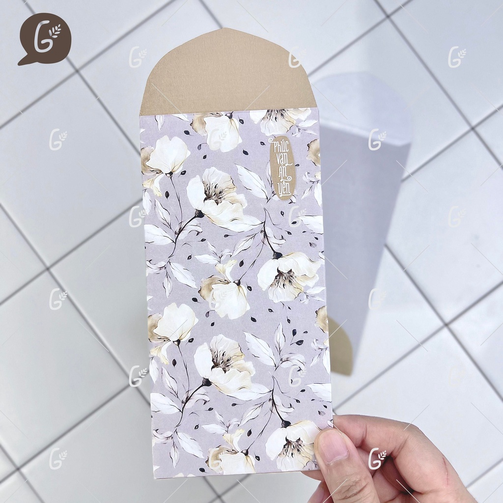 Bao lì xì tết 2025 của Gác Xép chất liệu Kraft hoa văn họa tiết trong trẻo sang trọng - Mã GX026