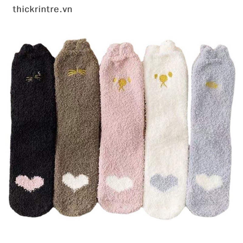 THI Tất Đáng Yêu Cho Nữ Làm Dày Cashmere Giữa Ống Tất Ngọt Ngào Bé Gái Mềm Mại Ấm Áp Ngoài Sàn Mặc Tất VN