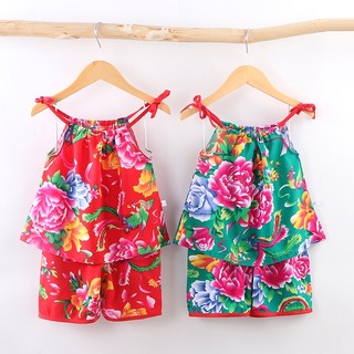 80-130CM 2 Cái / bộ Quần Áo Bé Gái Thời Trang Bé Gái Mùa Hè Bộ Quần Áo Hoa Không Tay Trẻ Em Áo Top Ngắn