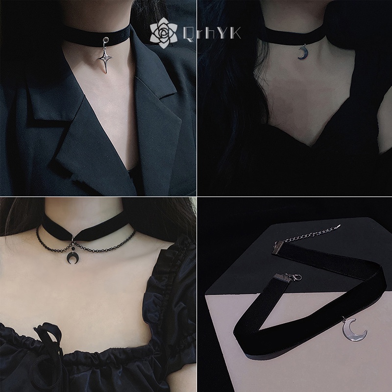 Qr Vòng Cổ choker Mặt Hình Mặt Trăng Phong Cách gothic Thời Trang Cho Nữ Mới