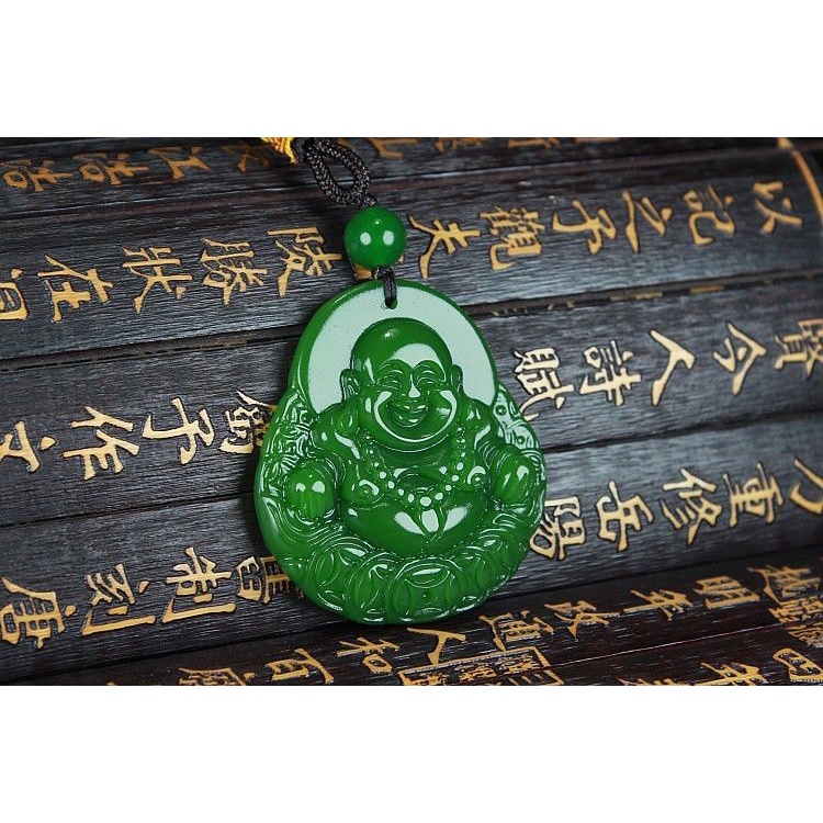 Jasper Mặt Dây Chuyền Hình Phật Bụng To Màu Xanh Lá Cây @