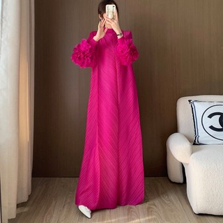 Miyake Đầm nữ xếp ly cao cấp, dáng ôm dài, size lớn