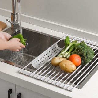 Giá Phơi Ráo Rau Củ Quả Đa Năng Bằng Thép Không Gỉ Có Thể Gập Lại Cho Bồn Rửa Nhà Bếp