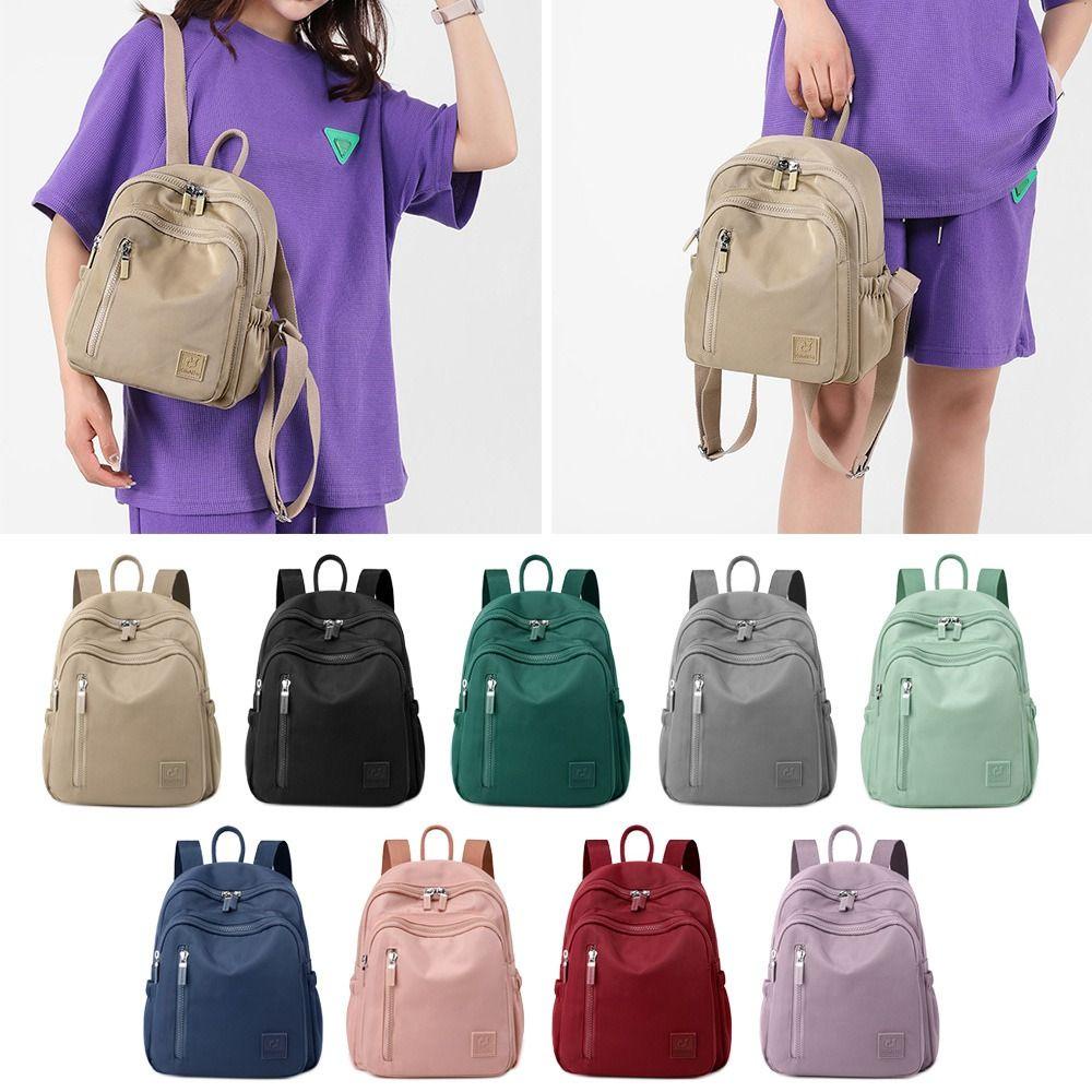 HOBBYIN Ba lô du lịch HOBBYIN, Ba lô đeo vai màu trơn chống thấm nước, Ba lô cầm tay Mini thời trang Dung tích lớn Túi đi học nhẹ dành cho học sinh