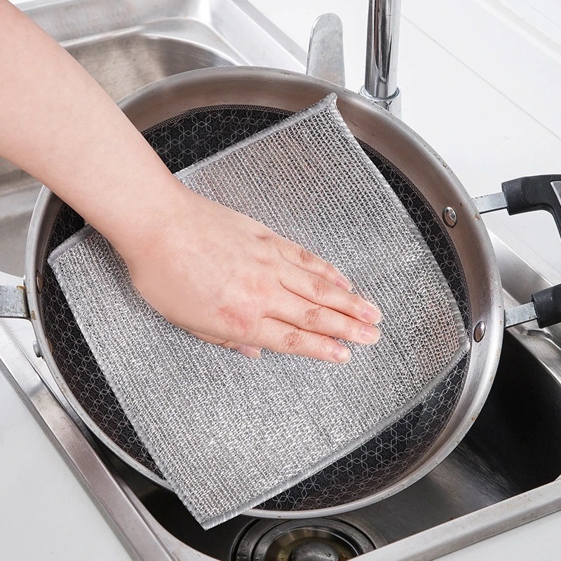 Dụng cụ làm sạch nhà bếp - Vòi bồn rửa Loại bỏ rỉ sét - Khăn rửa chén - Khăn lau nhà bằng dây thép - Vải làm sạch lưới dây kim loại - Chảo dầu chống dính