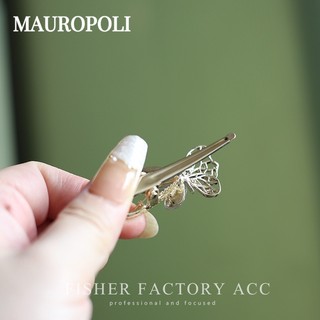 Mauropoli [Sẵn Sàng] Kẹp Tóc Bướm Ngọt Ngào Phụ Kiện Đầu Tiên Pháp Cổ Tích Bên Nổ Kẹp Trán Tóc Gãy Retro Kẹp Tóc