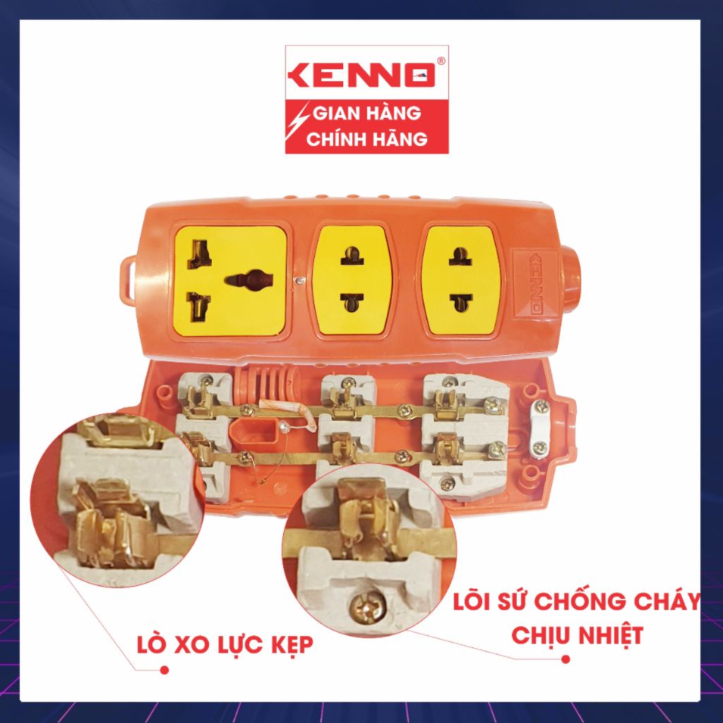 Ổ Cắm Điện 3 chấu Qled/Kenno không dây và có dây Chịu Tải Công Suất Cao 6000w  màu cam