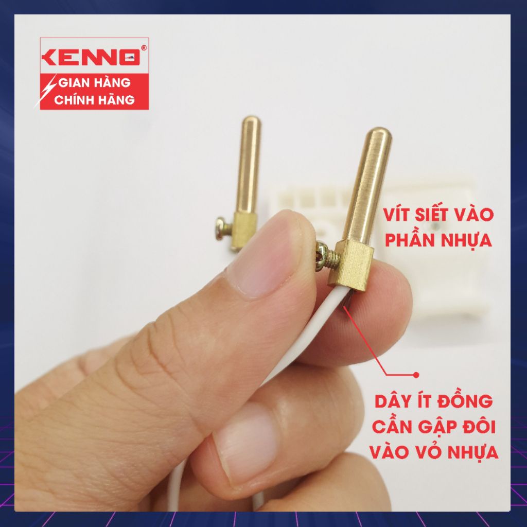 Phích cắm chịu tải Qled/Kenno công suất 2000W màu trắng Chân phích 4.5mm