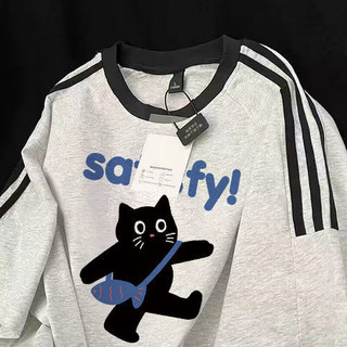 HIIXIIVI Mới 100% Cotton Unisex Áo Thun Nữ Tay Ngắn Nam Nữ Baggy Cổ Tròn Rời In Độc Đáo Cặp Đôi Tee