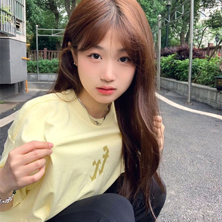 HIIXIIVI Áo Thun 100% cotton Tay Ngắn Cổ Tròn Thời Trang Mùa Hè Phong Cách Hàn Quốc Cho Nữ