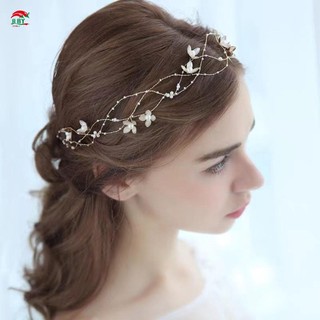 Ngọc Trai Thiết Lập Handmade Buộc Tóc Vòng Hoa Trắng Sang Trọng Phụ Kiện Tóc