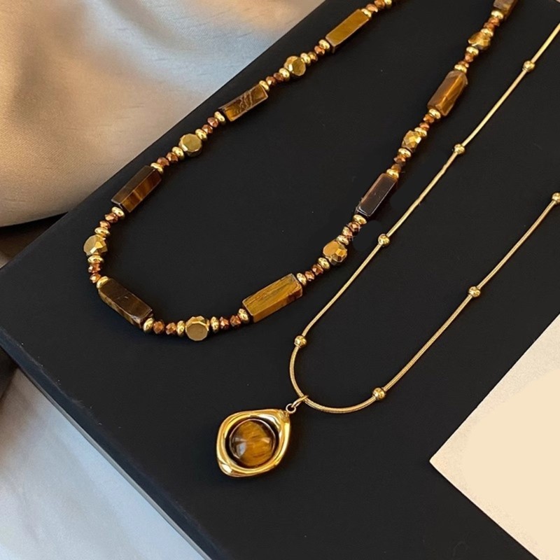 Dasbsug Hổ Đá Mắt Hạt Vòng Cổ Đá Quý Độc Đá Quý Mặt Dây Chuyền Choker Để Mặc Hàng Ngày