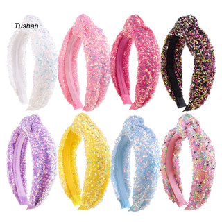 [Ts] Shimmering Rainbow Sequin Phụ kiện tóc Băng đô đế màu hồng cho bé gái Băng đô thắt nút cầu vồng đầy màu sắc cho bé gái Phụ kiện tóc lấp lánh cho sinh nhật Đông Nam