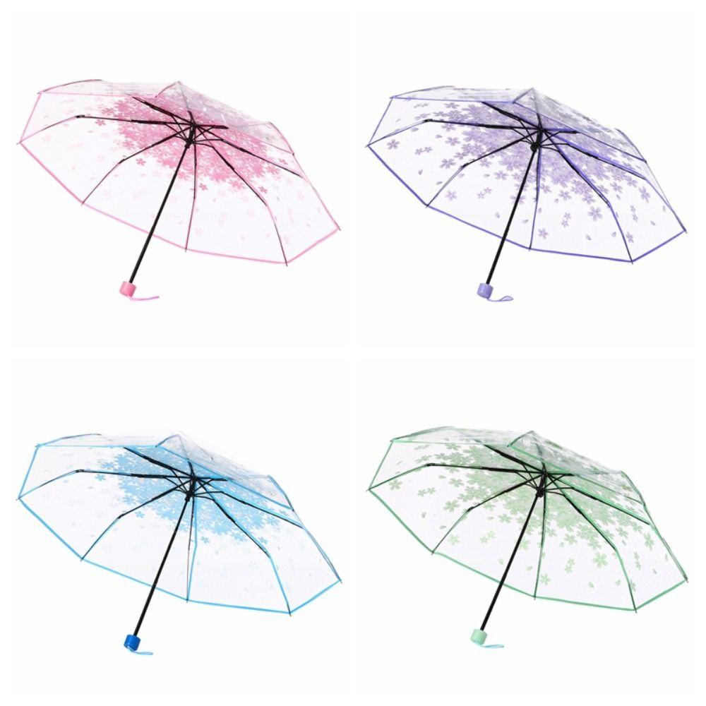 SENRTY Cherry Blossom Dù Trong Suốt, Ô Gấp Ngộ nghĩnh Chống Thấm Nước, Phim Hoạt Hình Dày Chống Gió Dễ Thương Bằng Tay Ô Sinh Viên