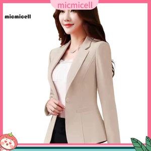 Áo Khoác blazer Tay Dài Màu Trơn Cài Một Hàng Nút Thời Trang Xuân Thu Cho Nữ