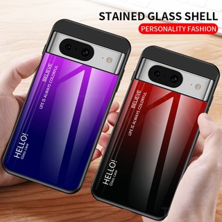 Ôp Điện Thoại Tráng Kính Cường Lực Màu gradient Viền silicone Dẻo Cho google pixel 8 7 6 pro 7a 6a Ốp