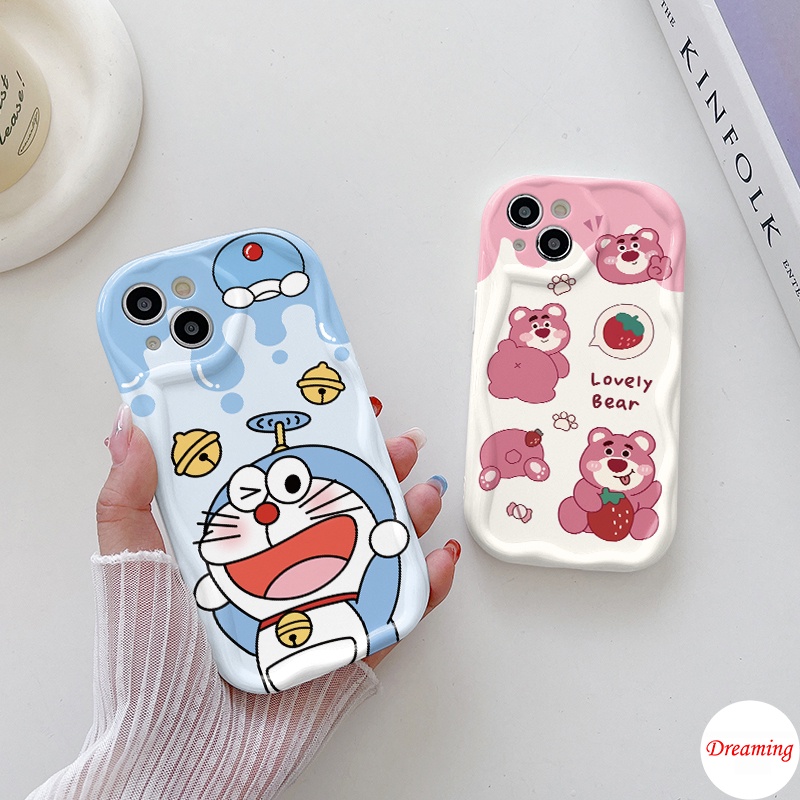 Ốp Lưng Cho VIVO V30 V29 V29E V27E V25 V23E V21E V15 V9 S1 Pro Y02S Y27 Y22S Y21S Y20S Y36 Kem Viền Cong Hình Gấu Mèo Có Chuông