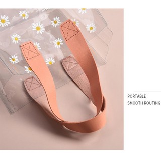 AllGIFT Túi mua sắm trong suốt, Túi Tote tay cầm Little Daisy, Túi đựng đồ chống nước trong suốt PVC