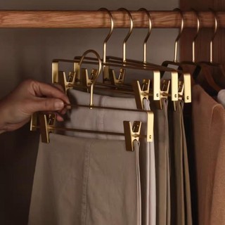 Móc treo quần áo CLEARLINE, Móc treo quần hợp kim nhôm màu vàng / mảnh, Chất lượng chống trượt Chống ăn mòn Giá phơi quần áo