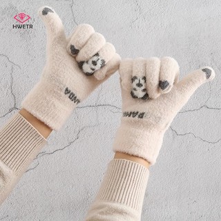 Găng tay cảm ứng HWETR len dệt kim giữ ấm cho nữ