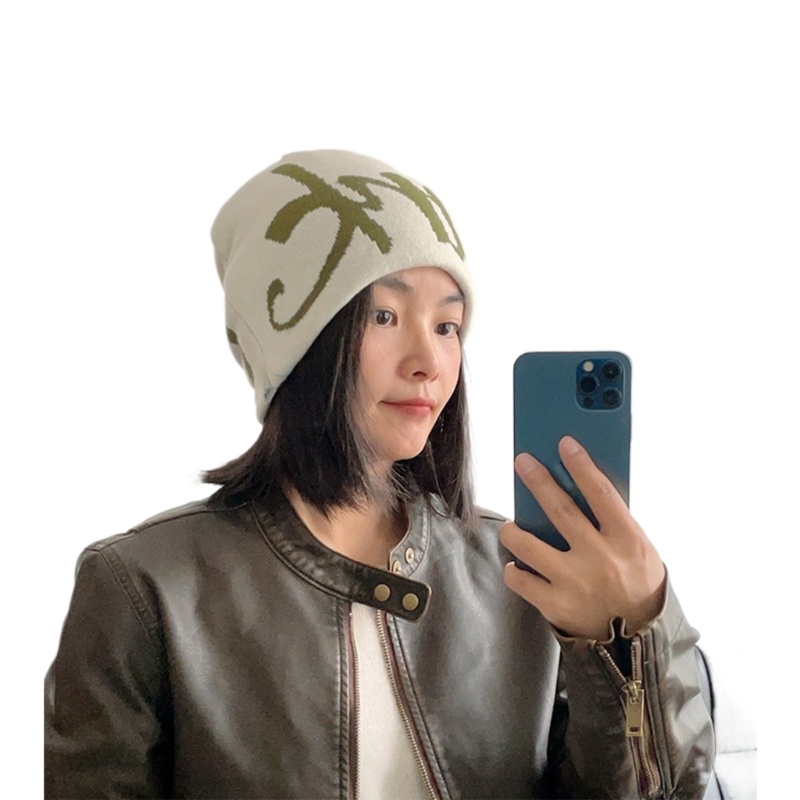 Dasbsug Dạo Phố Beanie Hip Hop Unisex Beanie Jacquard Mũ Ấm Bò Đầu Lâu Mũ