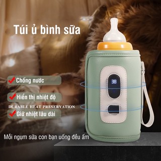 Túi ủ bình sữa di động USB bằng da hiển thị nhiệt độ, chống thấm nước, điều chỉnh 5 mức 1 đổi 1 trong 7 ngày