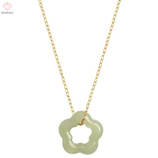 [Pcwkkef] Vòng cổ ngọc Hetian giả cổ điển Mặt dây chuyền hoa mận Dây chuyền xương đòn rỗng Tính khí thời trang Phụ kiện trang sức Mới