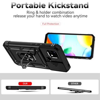 Dành Cho Redmi 10C 12C 10A 11A 9A 9C POCO C40 Ốp Lưng Có Trượt Camera Chống Rơi Hạng Nặng Bảo Vệ Xoay Vòng Chân Đế Mỏng Vỏ Điện Thoại