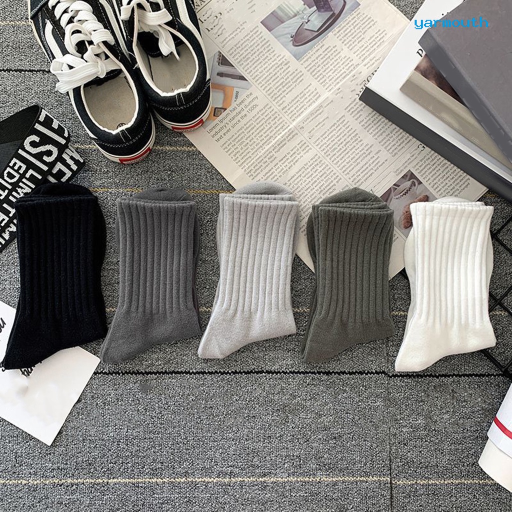 1 Đôi Tất Dệt Kim unisex Màu Trơn Cao Đến Mắt Cá Chân Co Giãn Mềm Mại Chống Trượt Chống Mồ Hôi Giữ Ấm Bốn Mùa