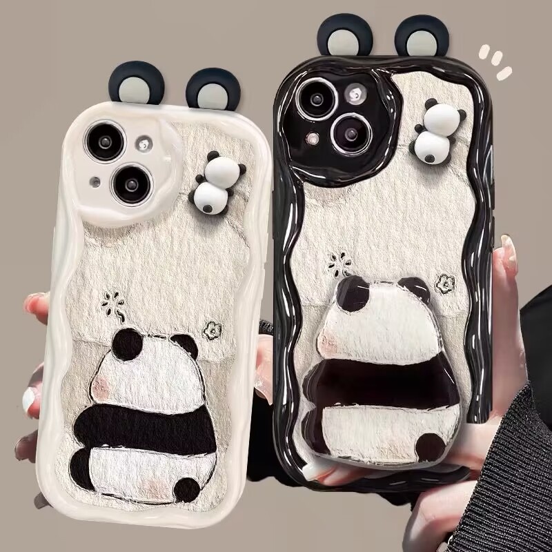 Hoạt Hình Ốp Điện Thoại Silicon Mềm Hình Tai Gấu Trúc 3d Cho oppo a18 a38 a58 a79 a57 2022 realme 11 c21y c35 c55 narzo 50 5g