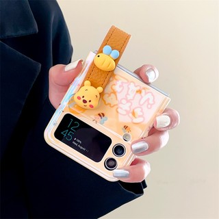 Ốp Điện Thoại Mềm Gấp Gọn Có Vòng Tay In Hình Gấu Winnie Dingdang Cho Samsung Galaxy Z Flip5 Flip4 Flip3