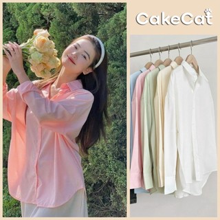 Áo Sơ Mi Dài Tay Chất Lụa Hàn Áo Sơ Mi Lụa Màu Pastel Mát Mẻ Mặc Đi Học Đi Chơi Form Chuẩn Cakecat