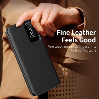 Ốp Lật Da Cửa Sổ Thông Minh Cho Samsung Galaxy S26 S25 Ultra Plus + S25Ultra S25FE S26 + 5G Không Trượt Trả Lời Thẻ Khe Cắm Vỏ Sách Bảo Vệ Toàn Diện Vỏ Chống Sốc