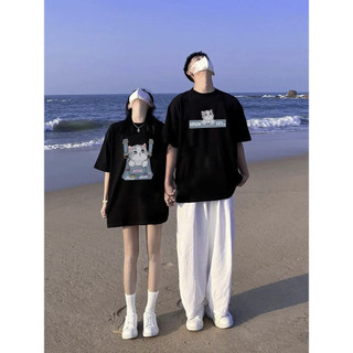 Áo thun unisex cotton tay ngắn cổ tròn in độc đáo cho cặp đôi nam nữ